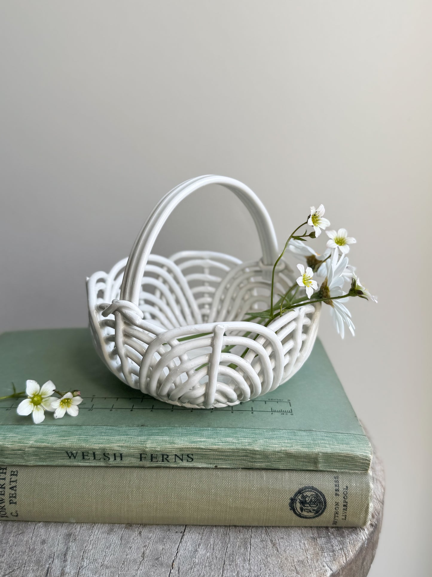 Vintage Italian Ceramic Lattice Basket