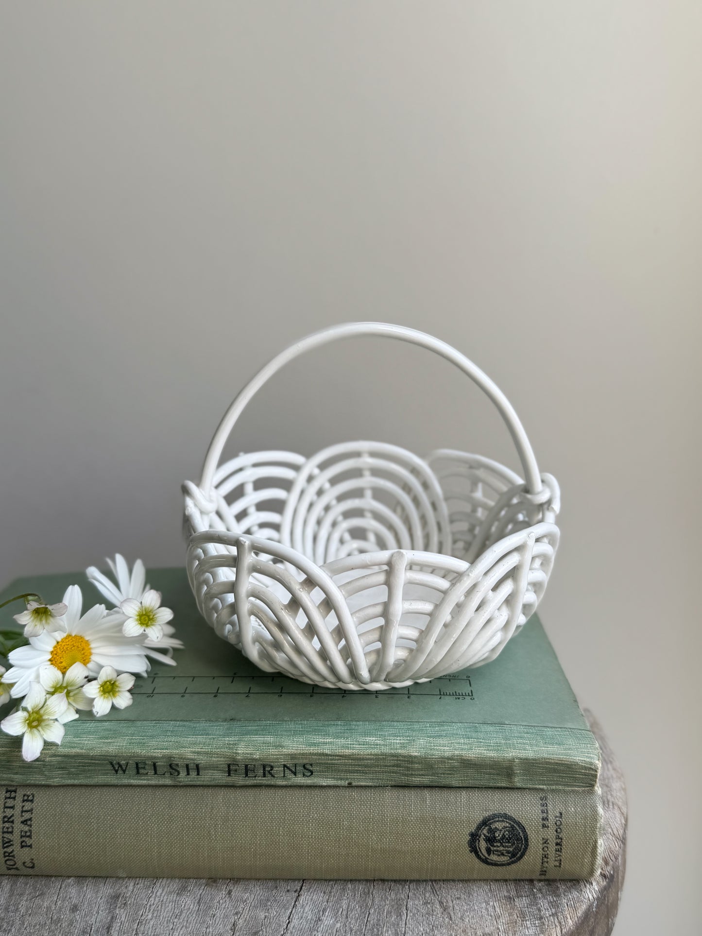 Vintage Italian Ceramic Lattice Basket
