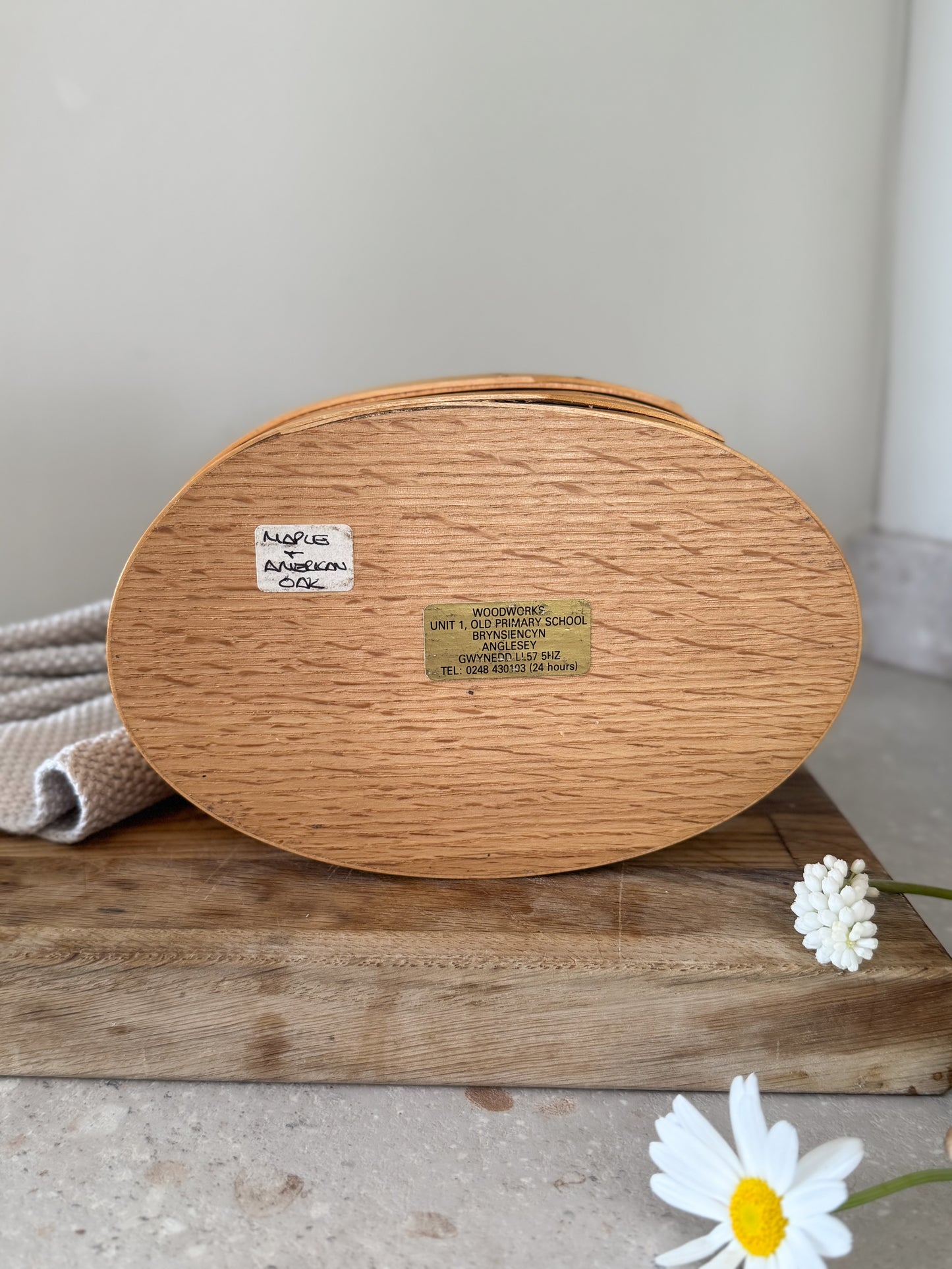 Vintage Handmade Welsh Wooden Box - Maple & American Oak, Brynsiencyn, Anglesey