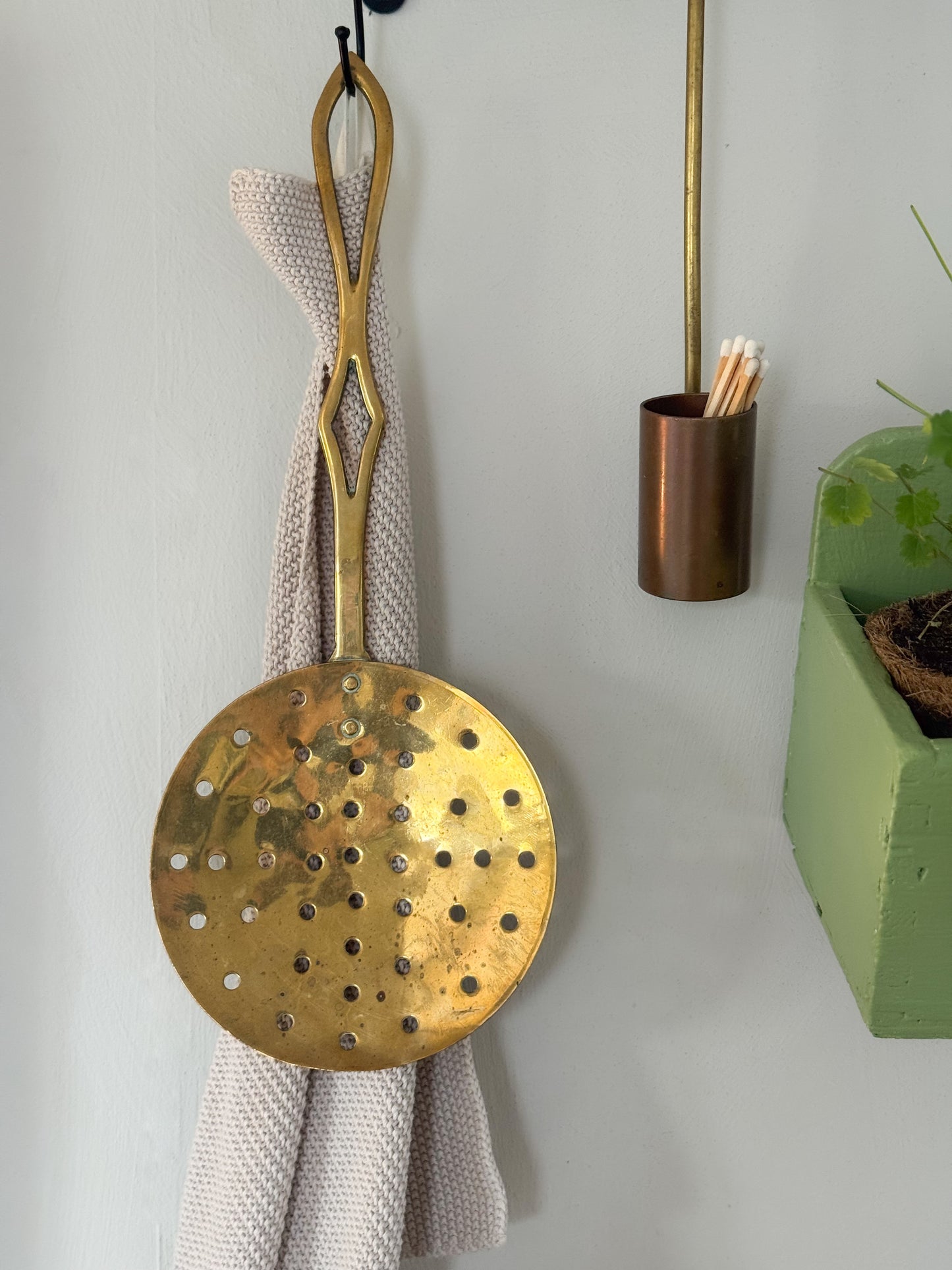 Antique Victorian Brass Milk Skimmer Ladle