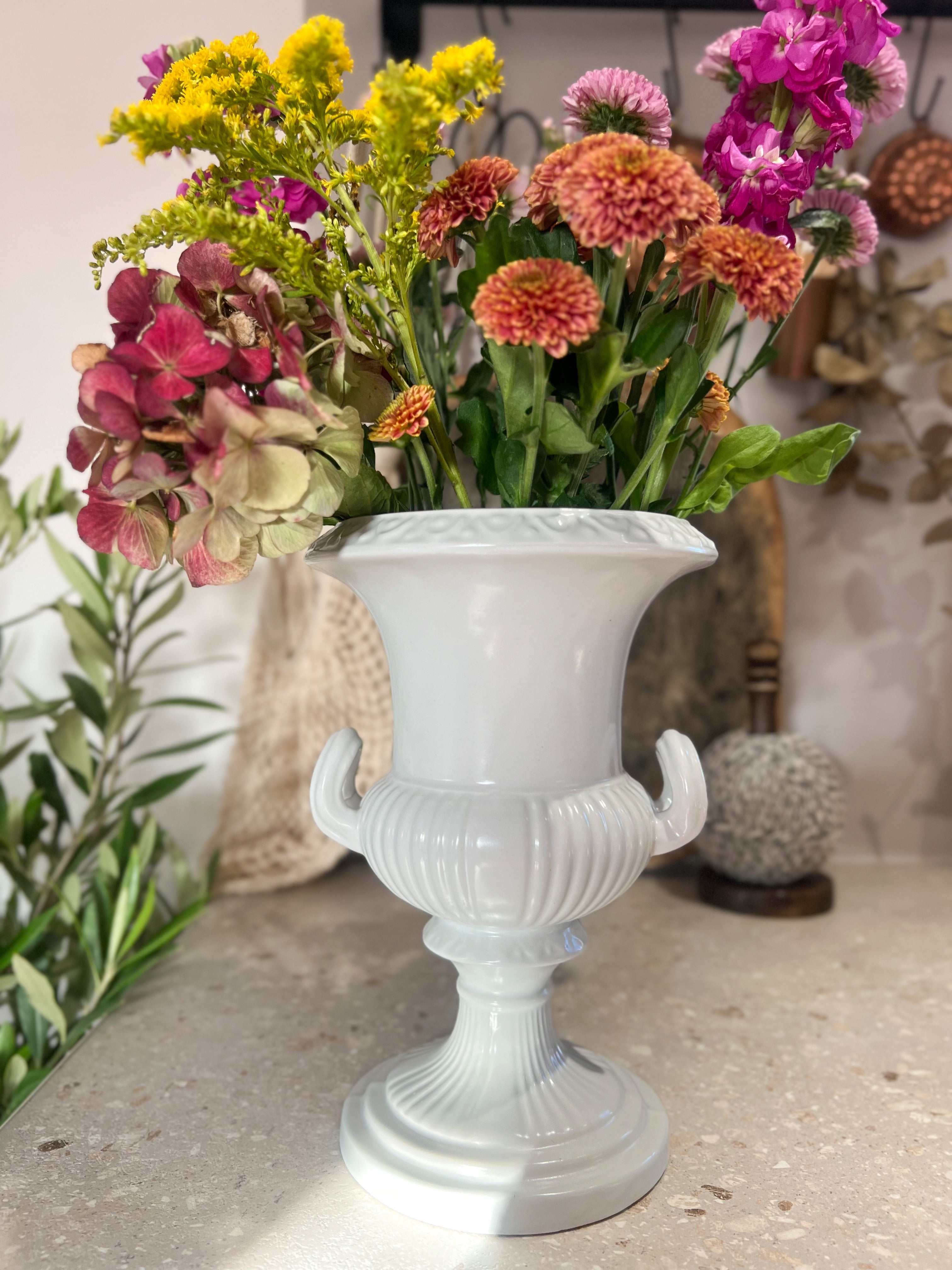 Large Dartmouth Pottery White Ceramic Urn Vase Hiraeth Vintage