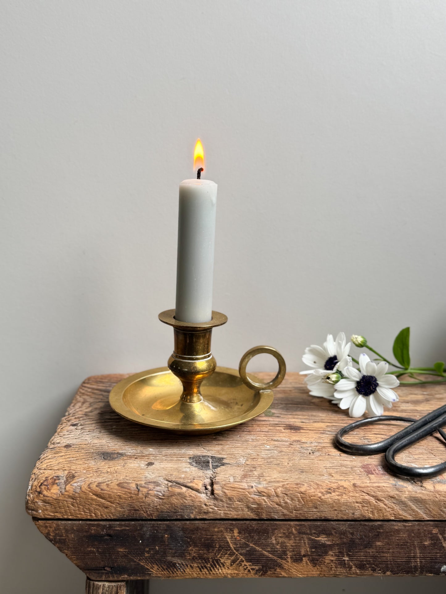Vintage Solid Brass Chamberstick Candle Holder