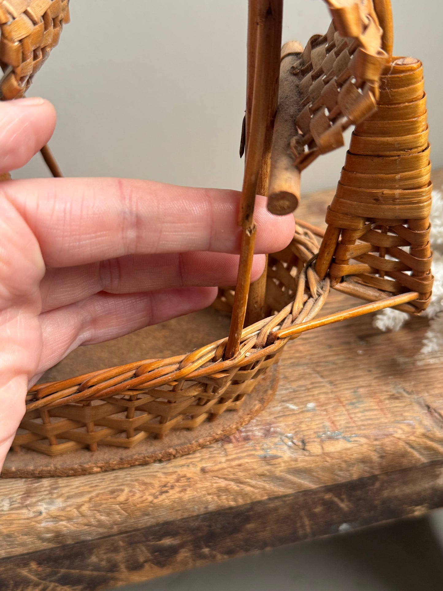 Vintage Handmade Wicker Sailing Ship