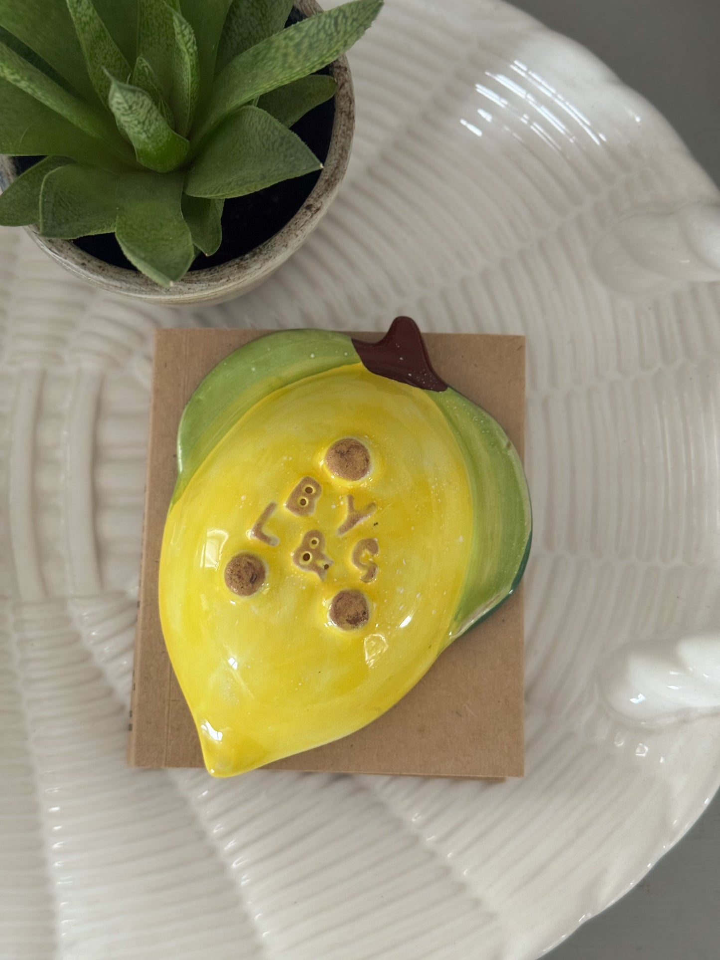 Vintage Handmade Lemon-Shaped Ceramic Dish