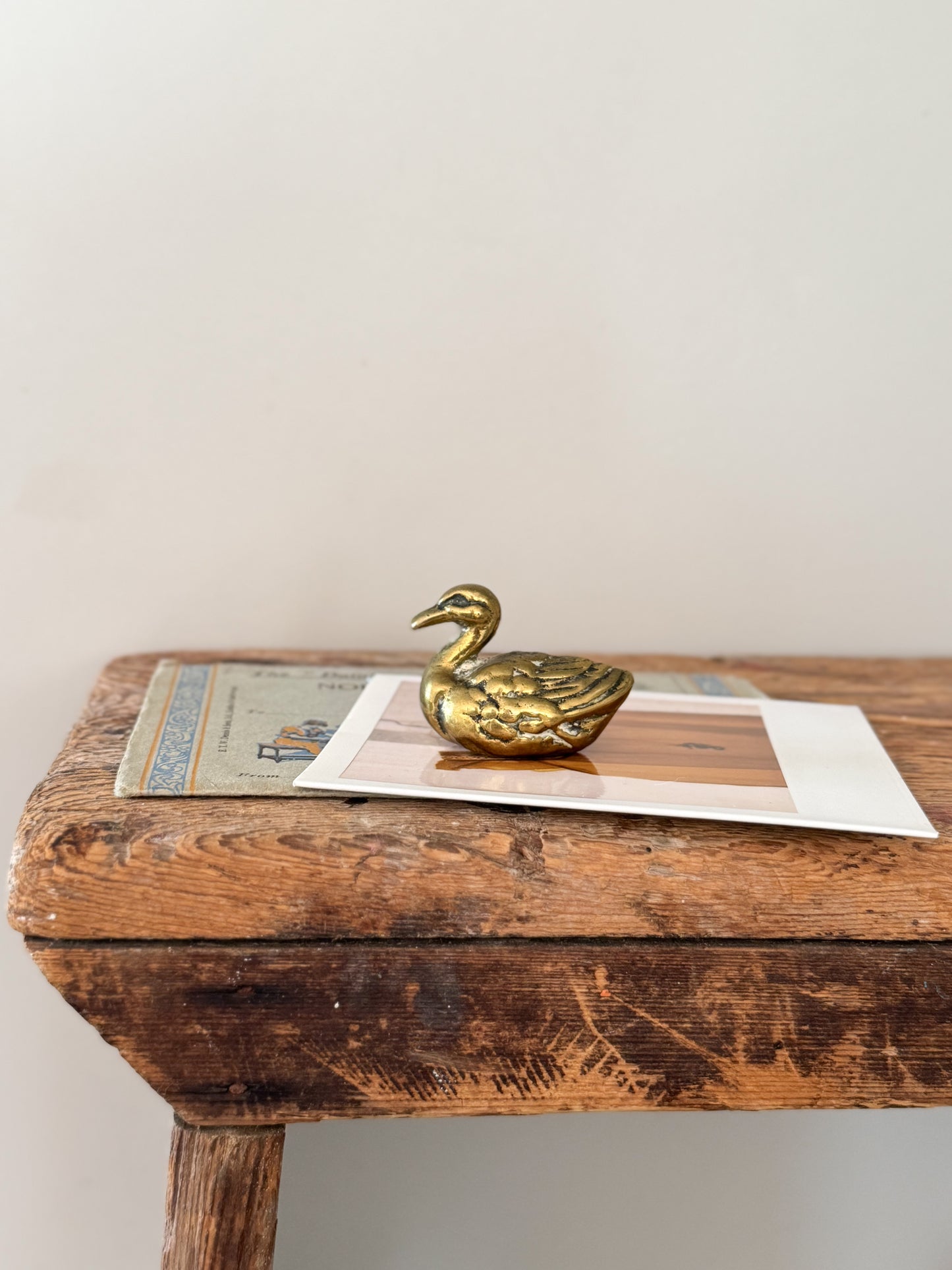 Vintage Miniature Solid Brass Duck
