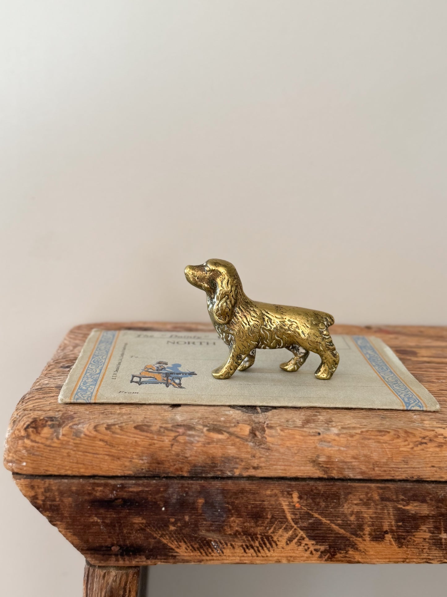 Vintage Solid Brass Spaniel Figurine