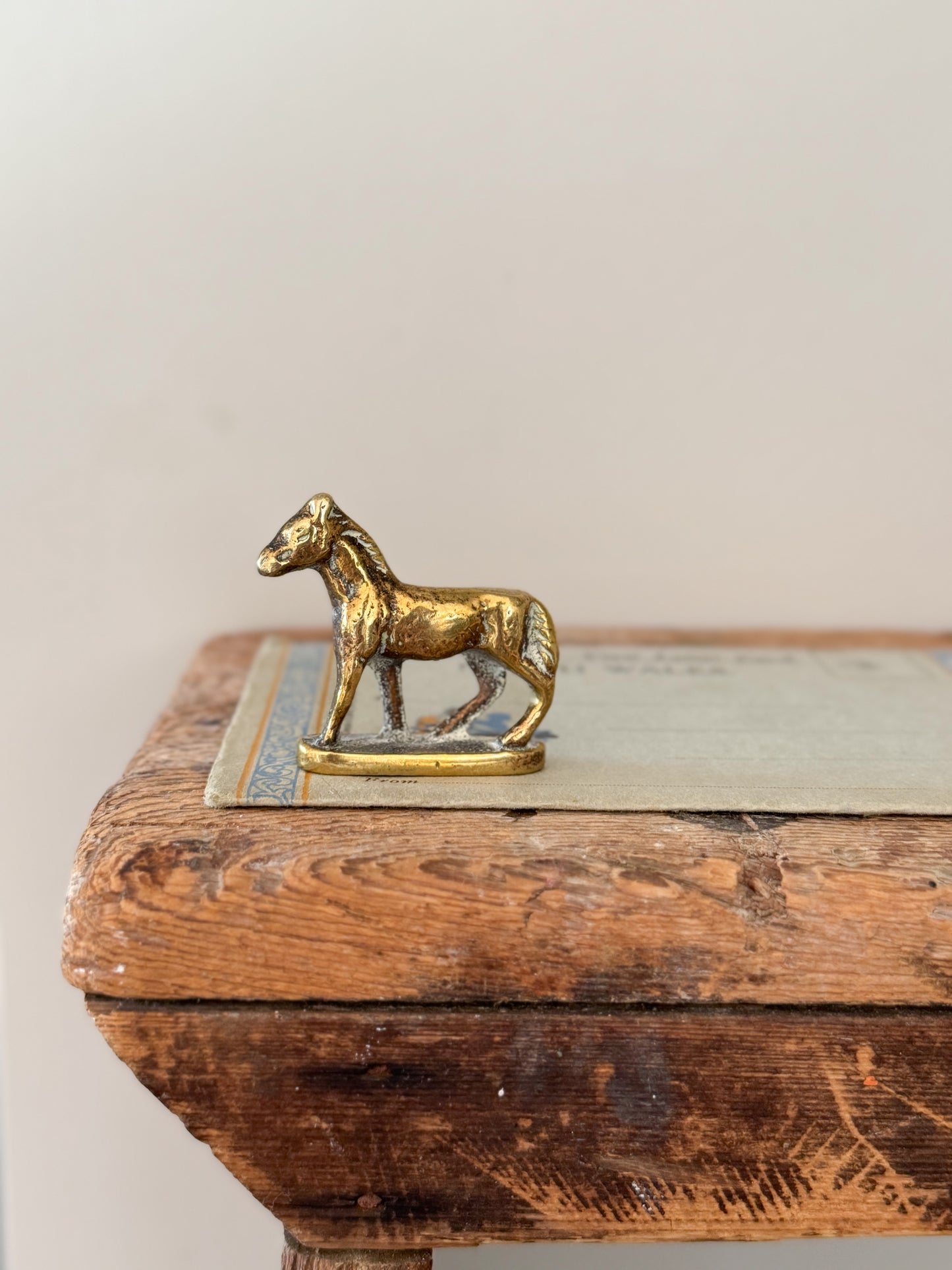 Antique Miniature Brass Horse Games Counter