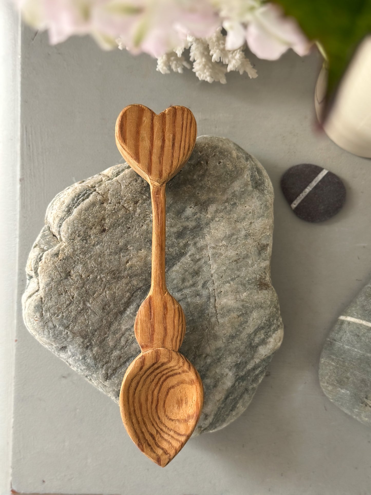 Vintage Hand-Carved Welsh Heart Love Spoon