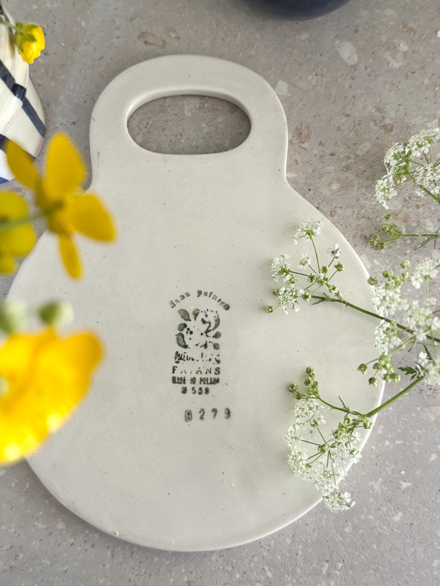 Vintage Handmade Polish Faience Wall Plaque – Blue Bird & Florals