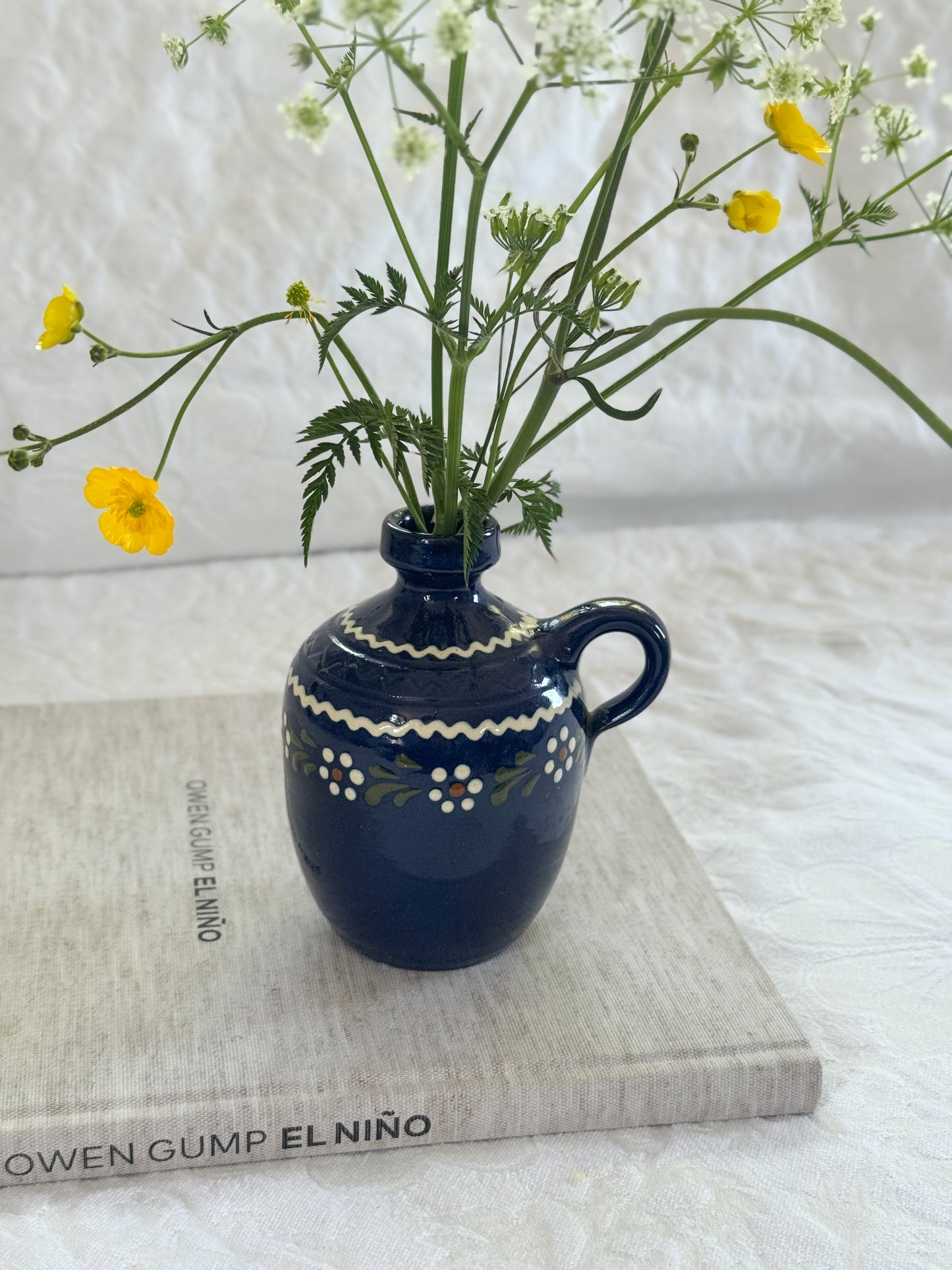 Vintage German Folk Pottery Jug – Handarbeit