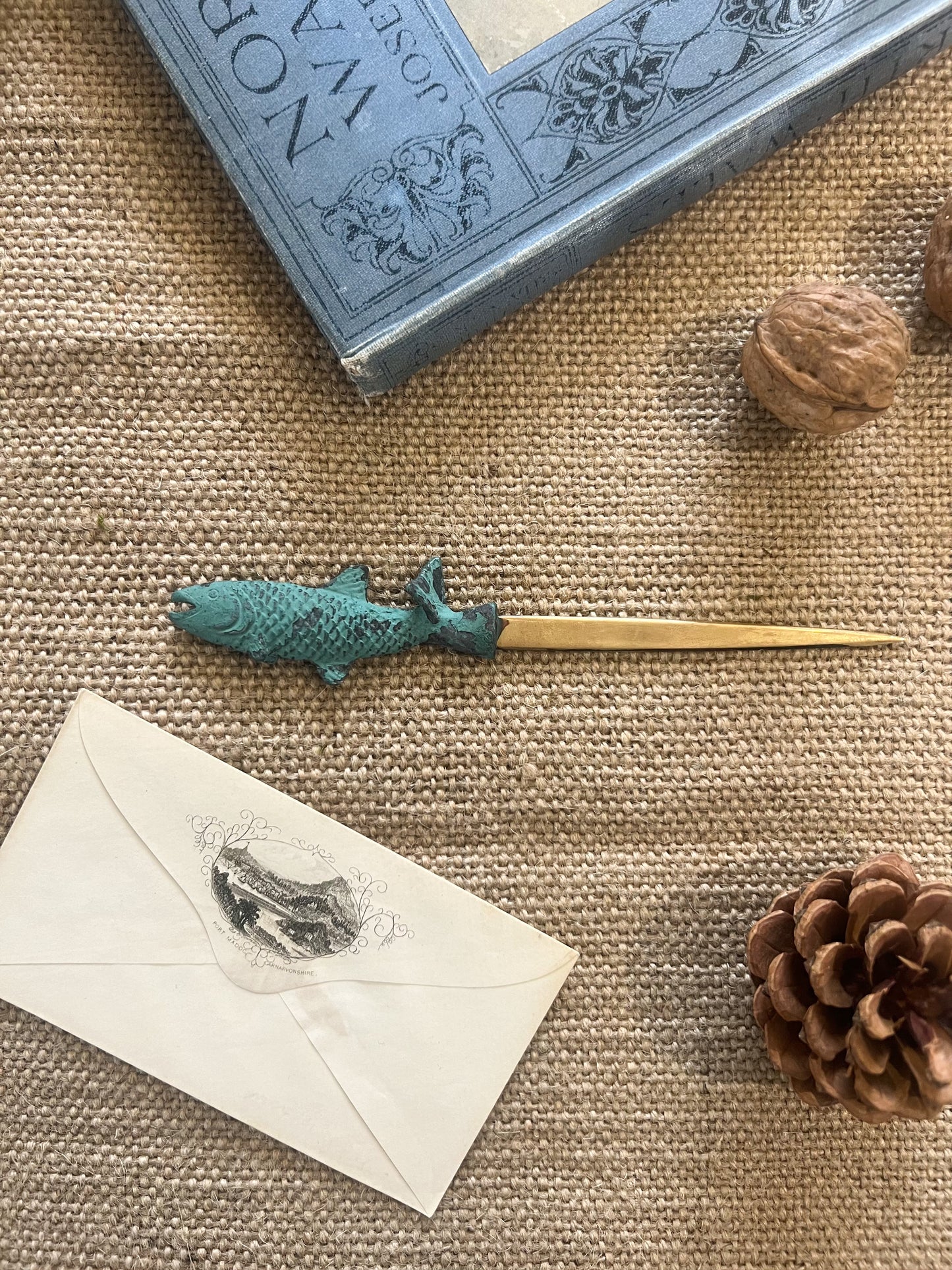Antique Brass Fish Letter Opener