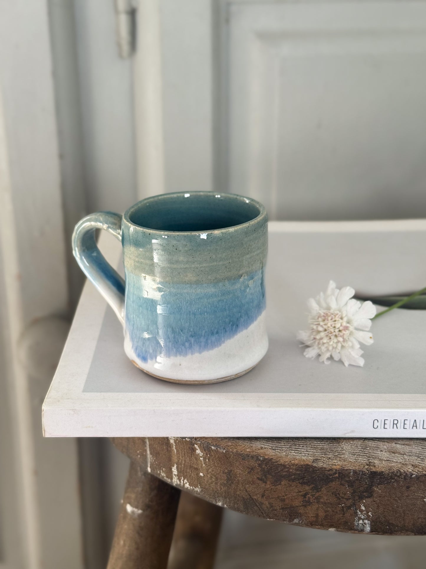 Three-Tone Blue Studio Pottery Espresso Cup