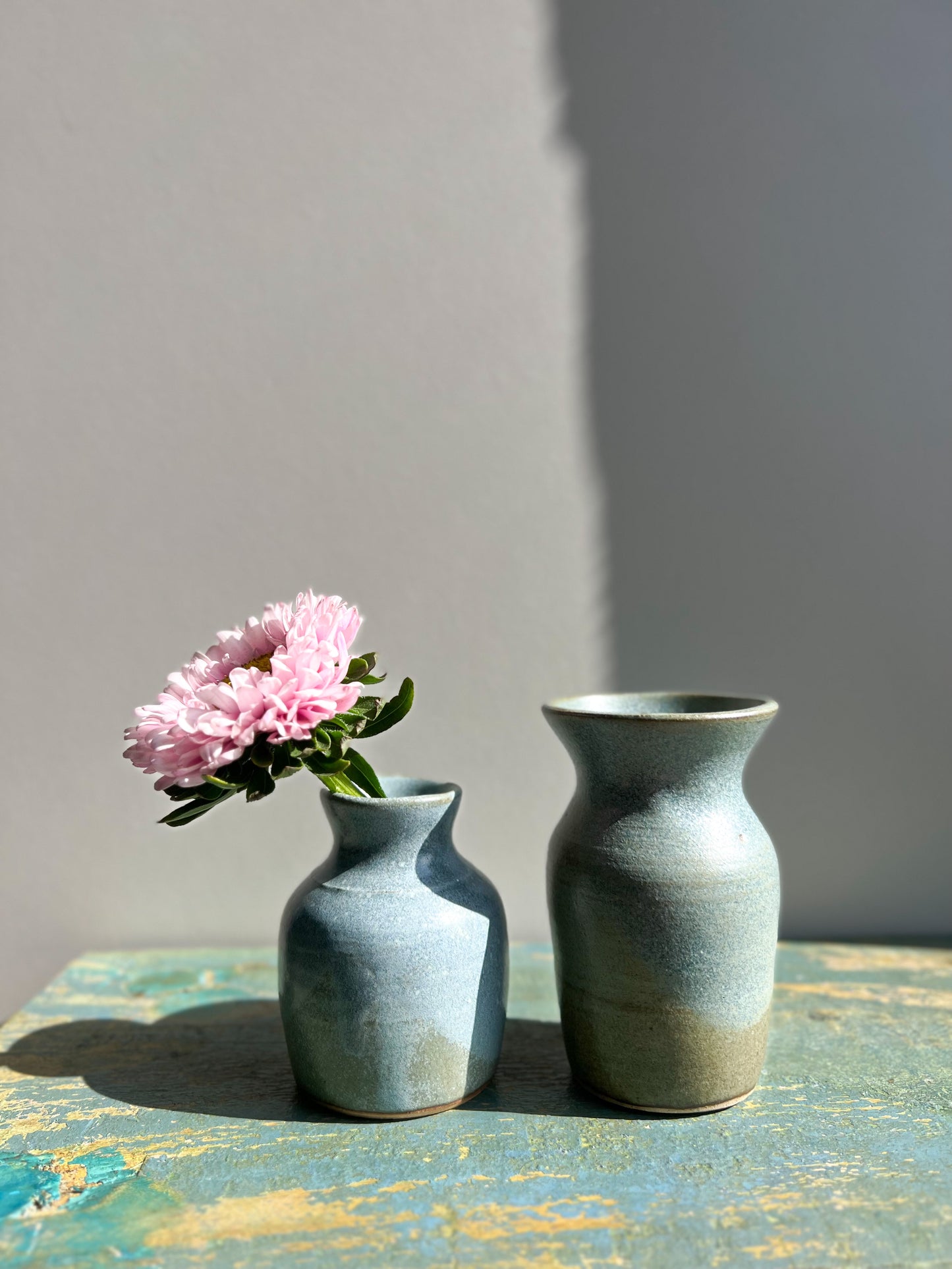 Small Blue Studio Pottery Vases (Pair)