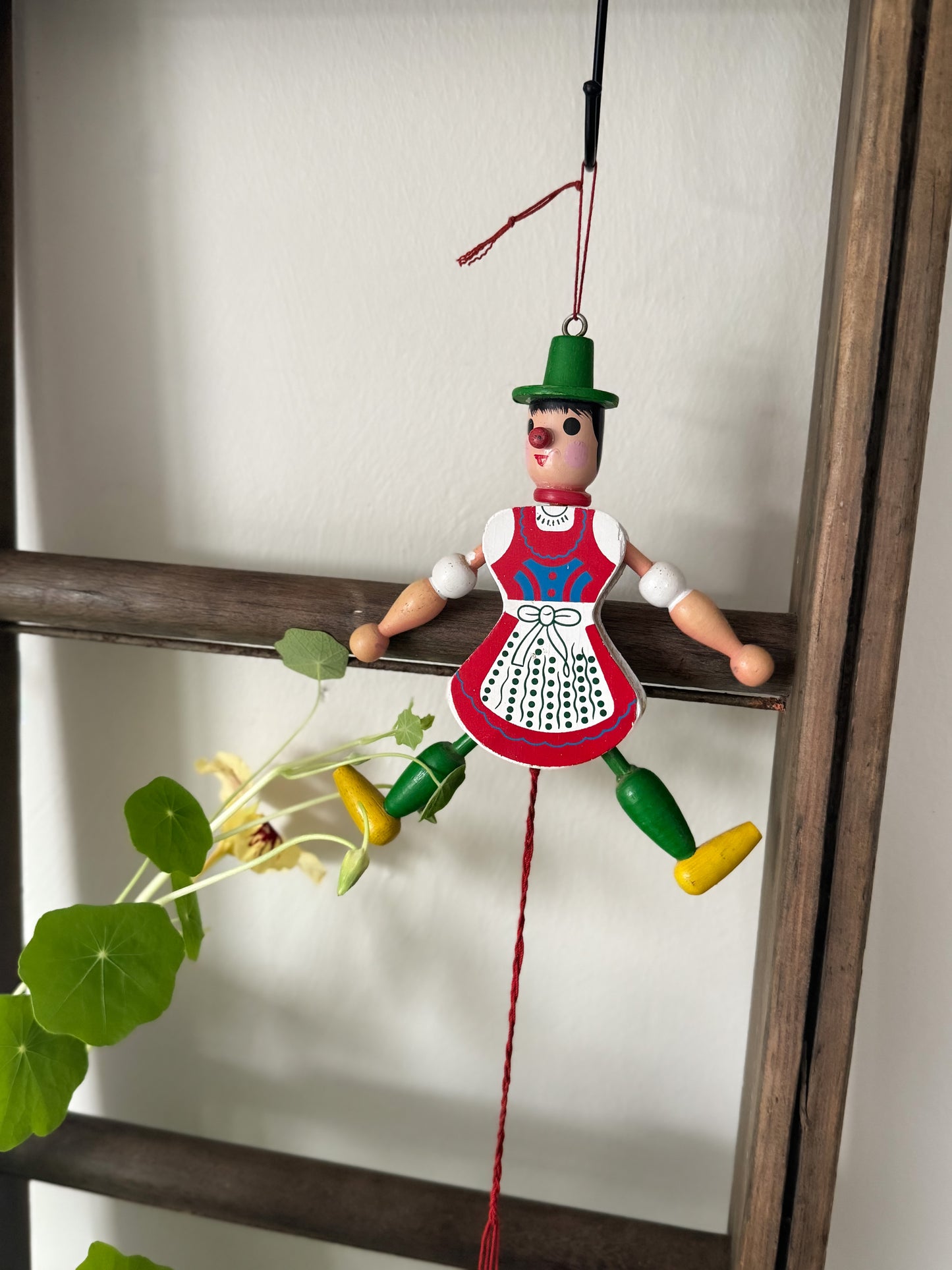 Vintage German Wooden Articulated Toy, Folk Figure