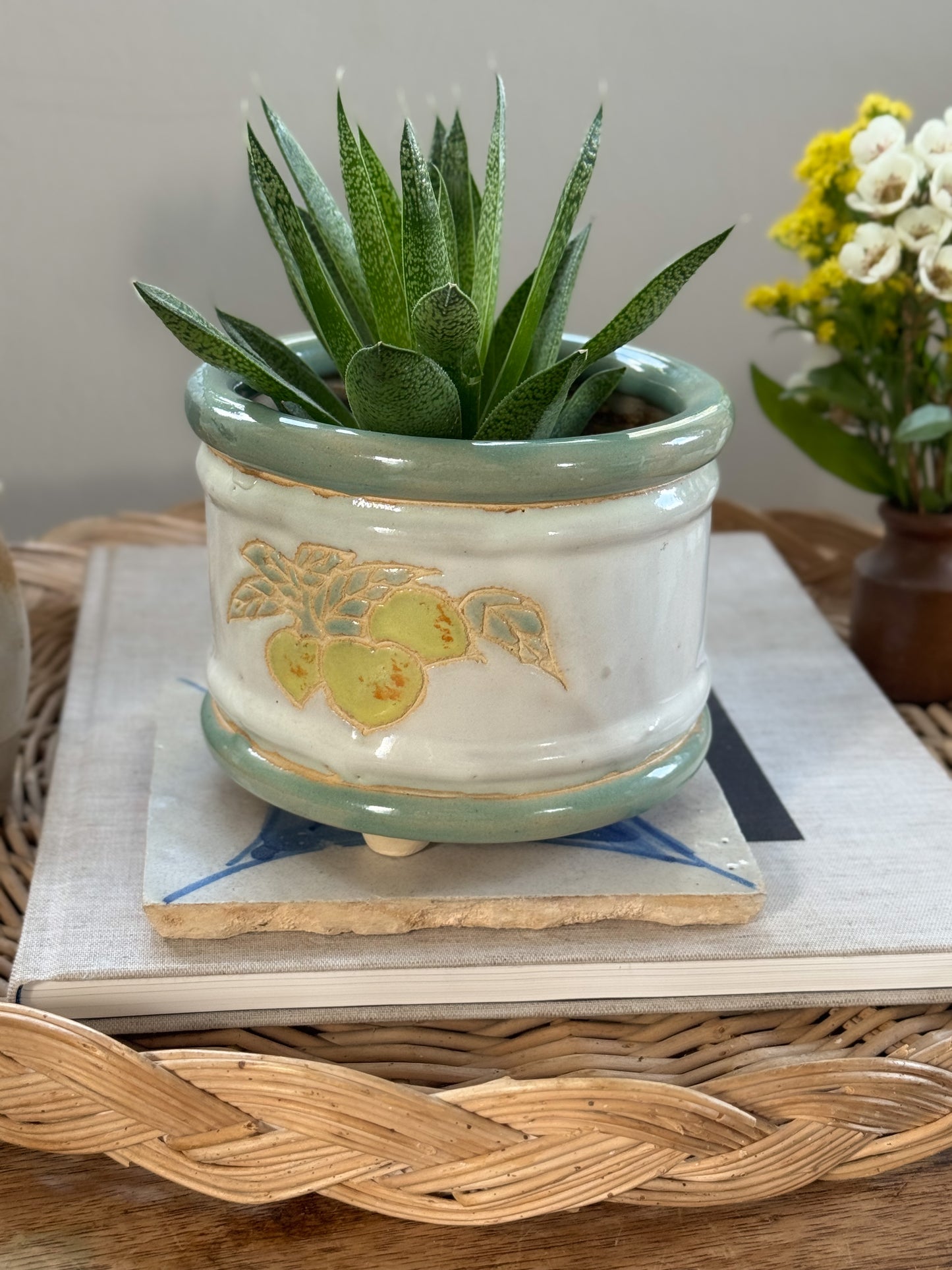 Vintage Studio Pottery ‘Lemons’ Footed Planter