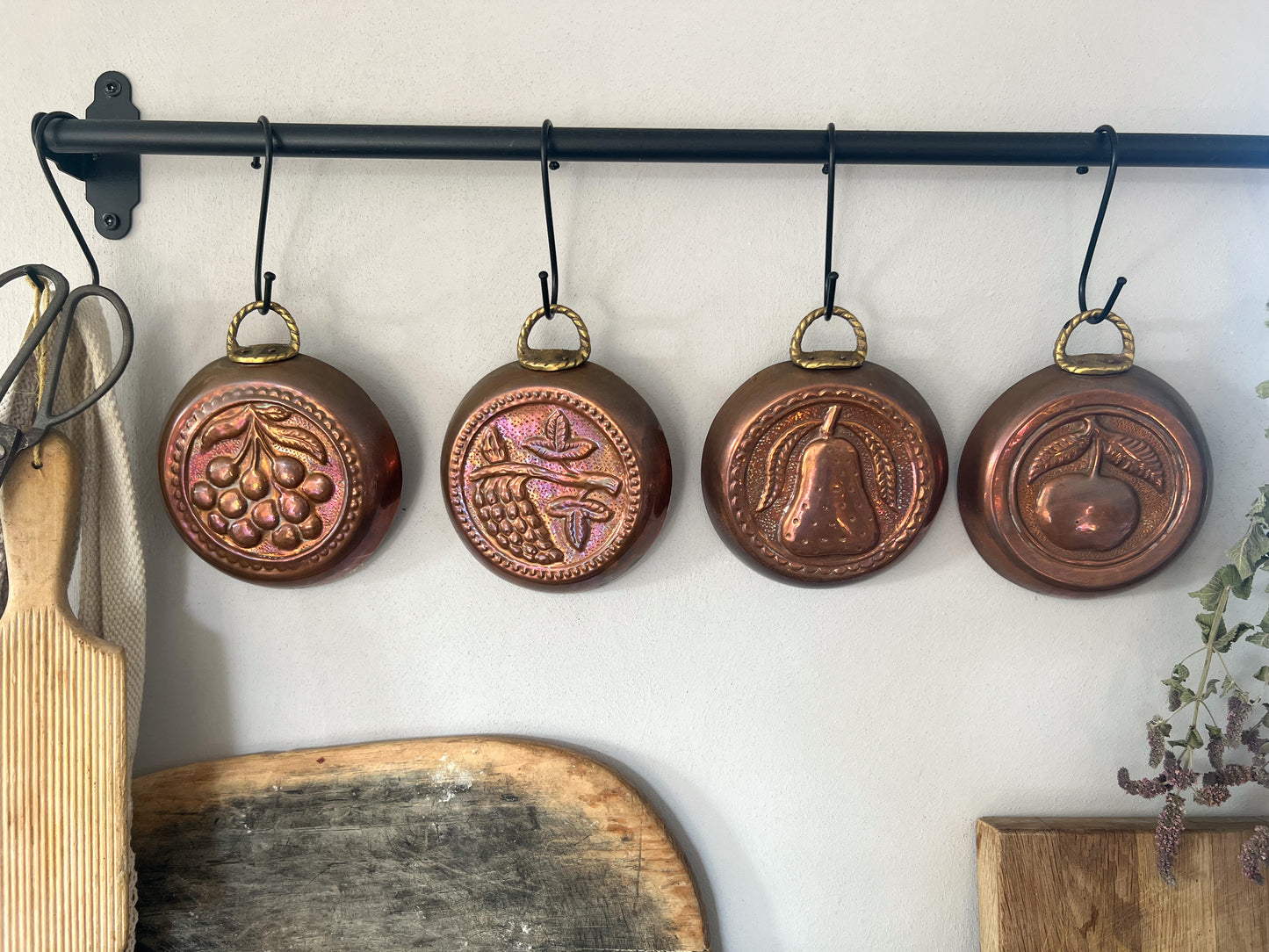 Rustic Copper & Brass Jelly Moulds • Fruit Designs • Set of 4