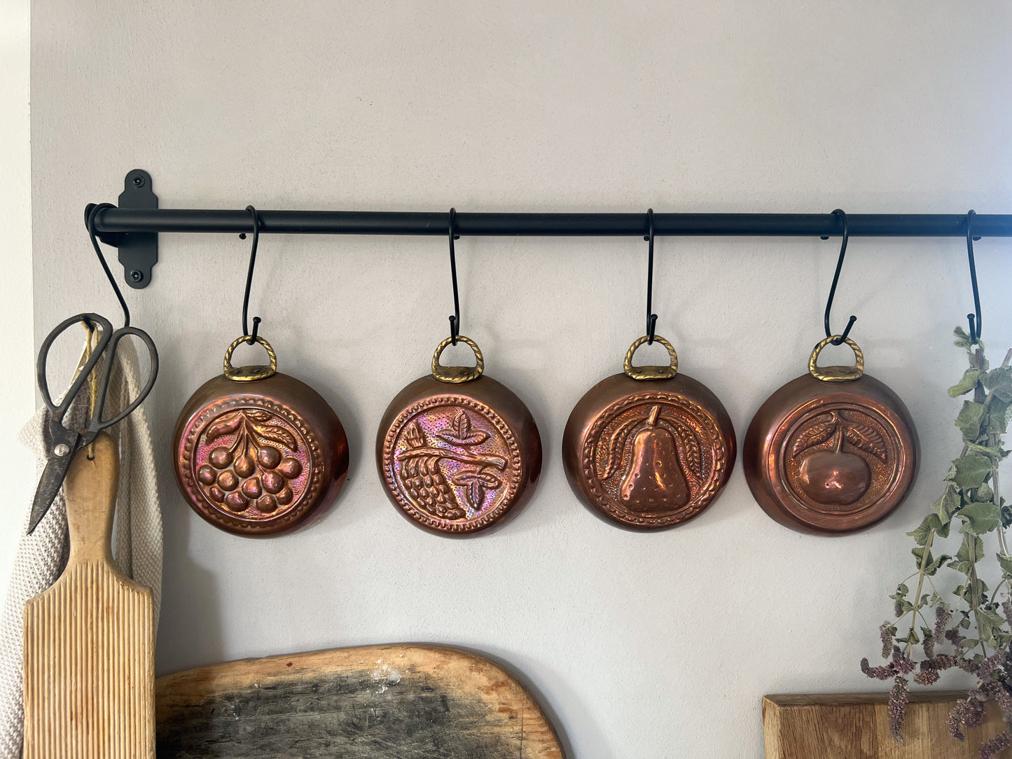 Rustic Copper & Brass Jelly Moulds • Fruit Designs • Set of 4