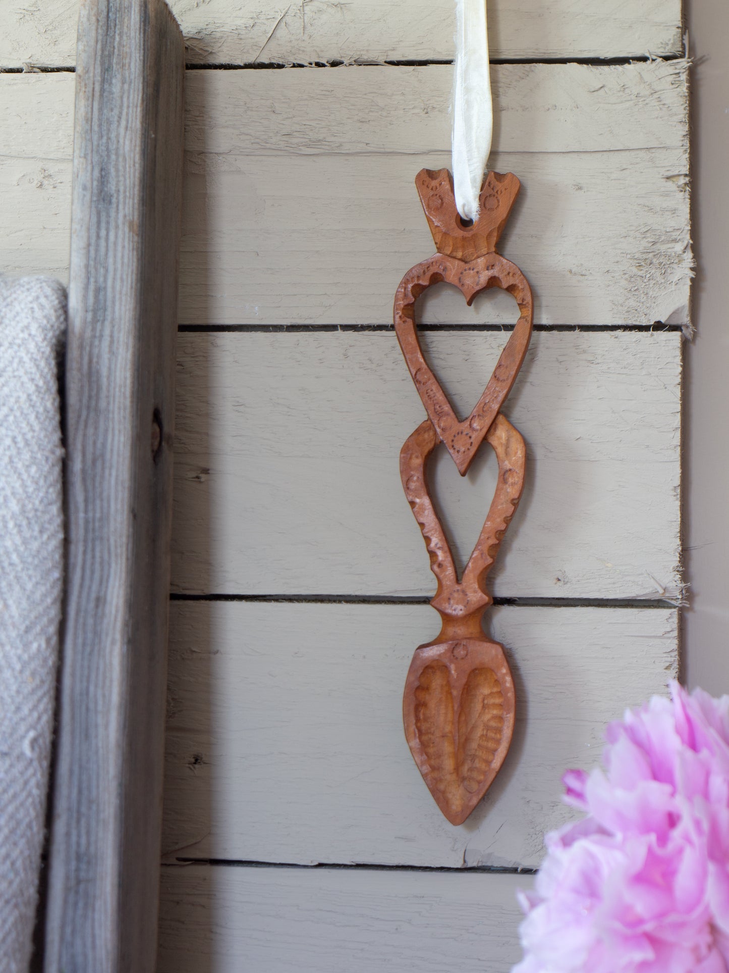 Vintage Hand-Carved Welsh Love Spoon