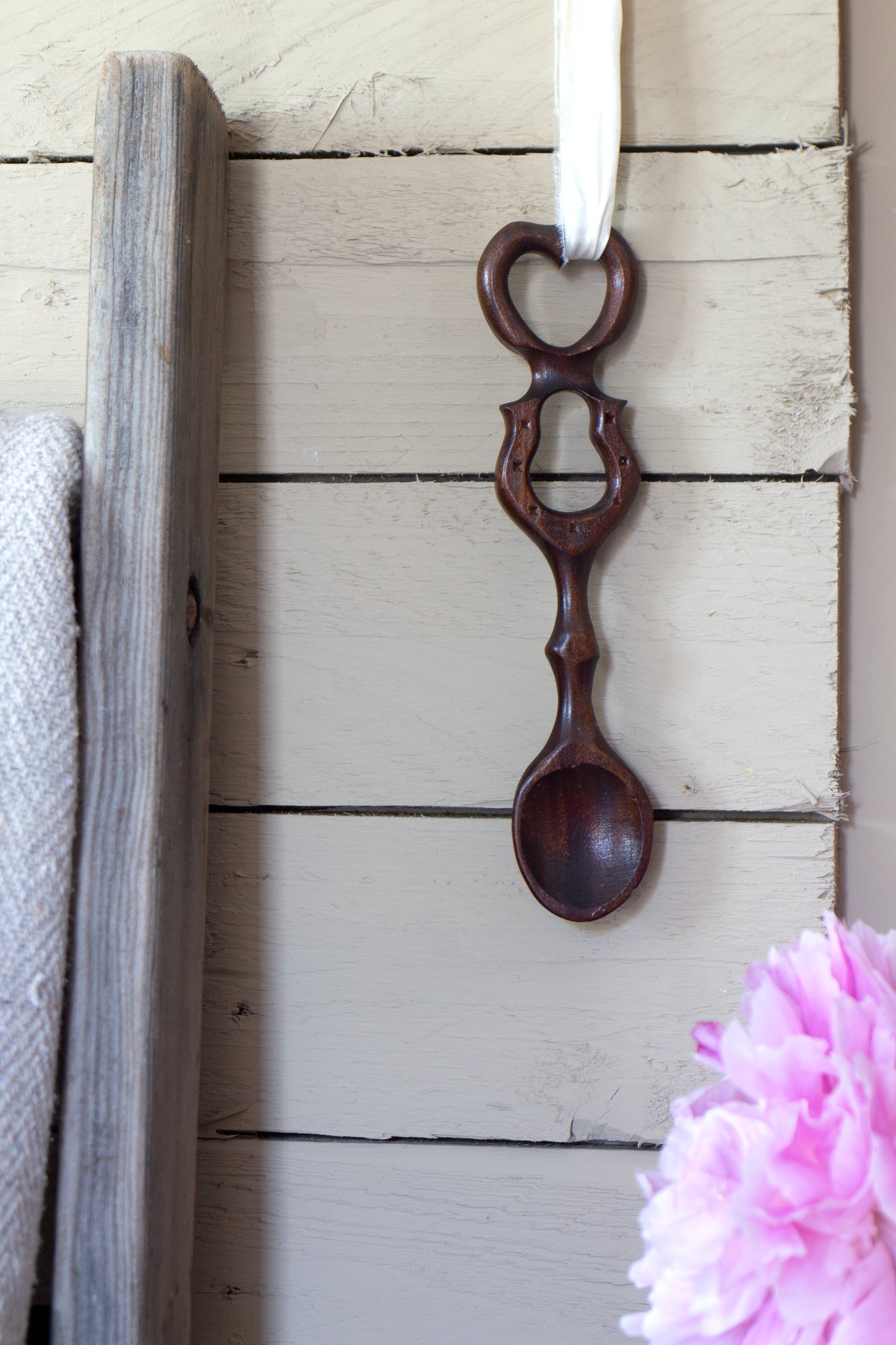 Vintage Hand-Carved Welsh Love Spoon