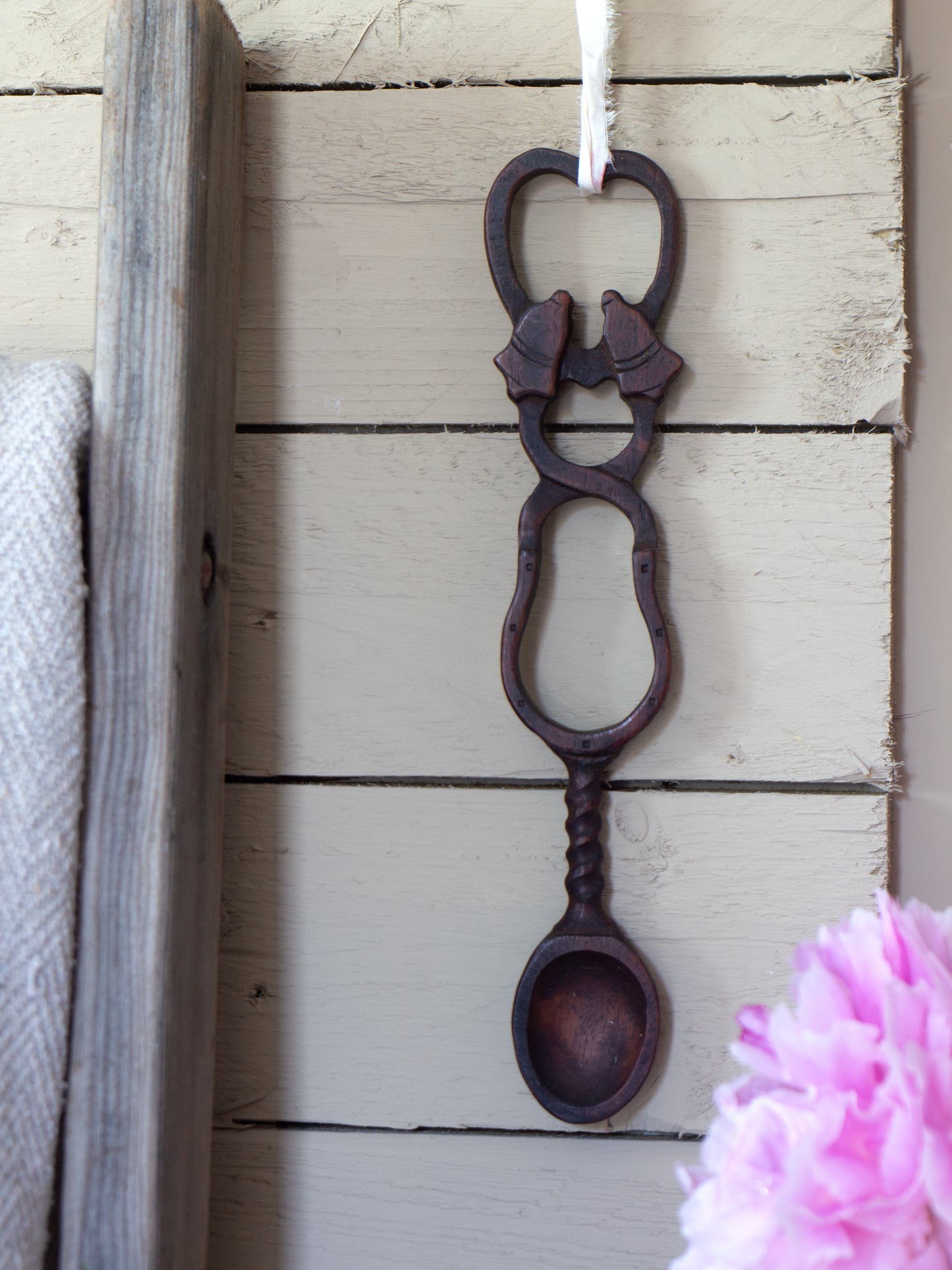 Vintage Hand-Carved Welsh Love Spoon