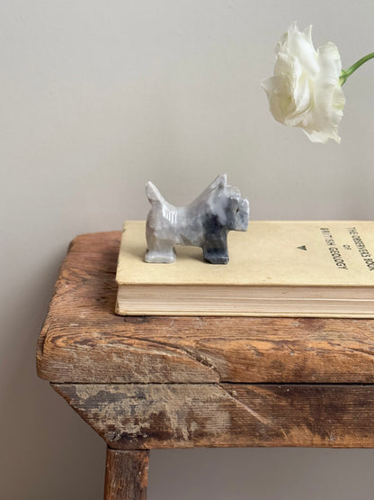 Vintage Miniature Hand-Carved Onyx ‘Scotty Dog’