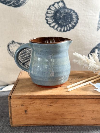 Vintage Welsh Studio Pottery Creamer by Tenby Pottery • 
Sea Blue & Green Glaze
