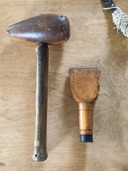 Antique Handmade & Engraved Boxwood Lead Bossing Mallet and Chaser circa 1860s