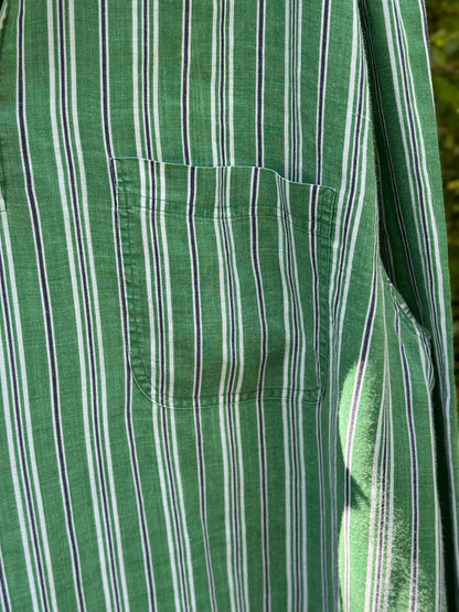 Vintage McNeal Green Striped Linen Tunic (Size XXL)