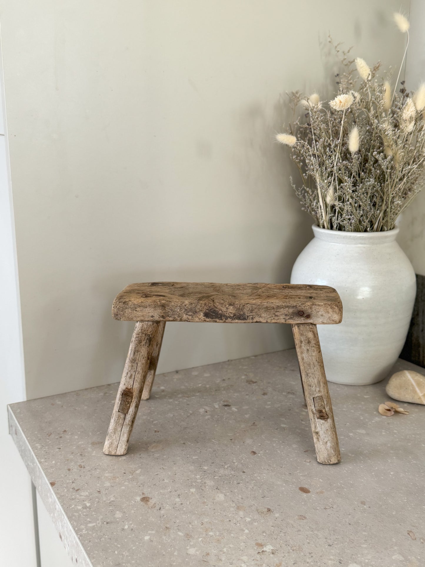 Antique Rustic Tiny Elm Stool | Riser