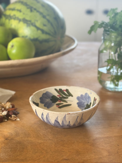 Small Handmade Pottery Floral Serving Bowl