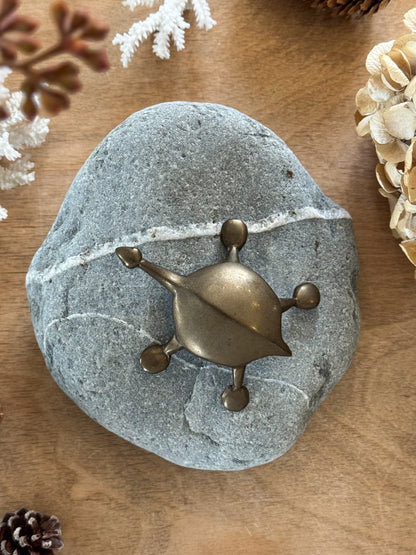 Vintage Mid-Century Abstract Brass Desk Sculpture, Turtle Form