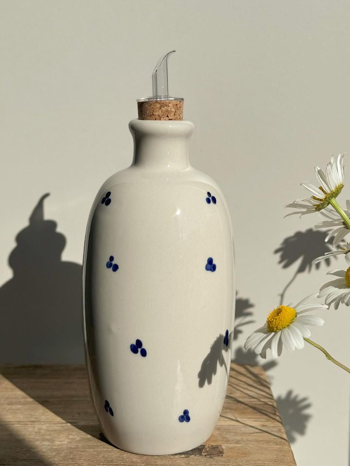 Contemporary Handmade Glazed Ceramic Olive Oil Bottle - Made in Spain