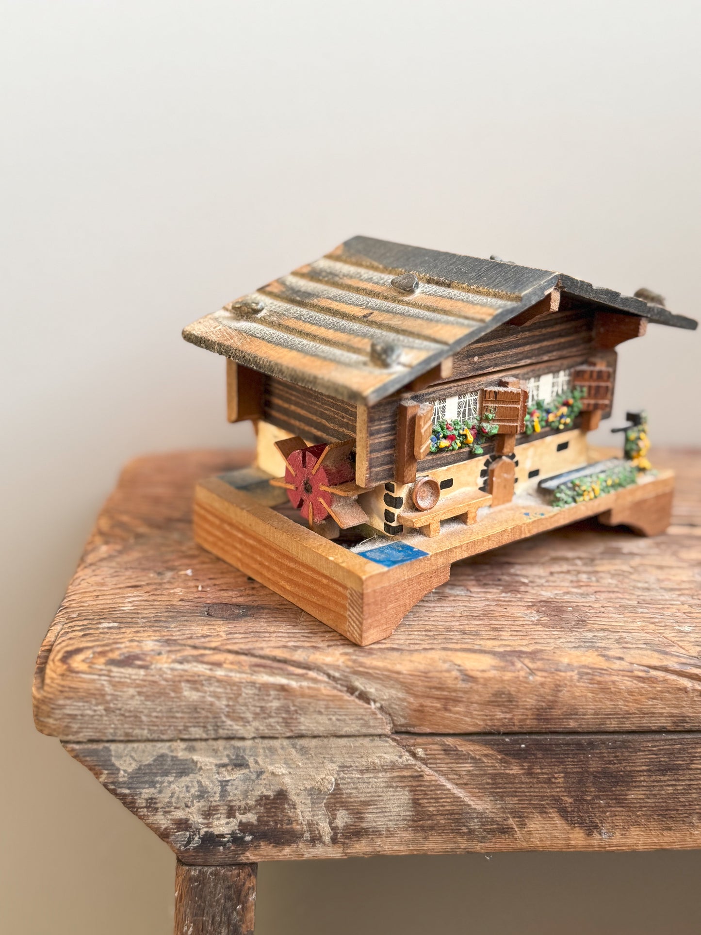 Vintage Wooden Swiss Chalet Music Box