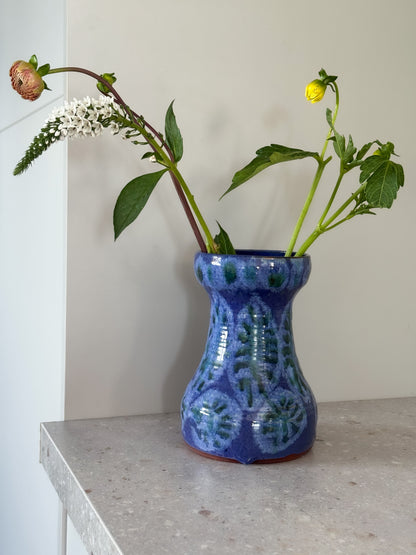 Vintage Studio Pottery Vase, Cobalt & Green Textured Glaze