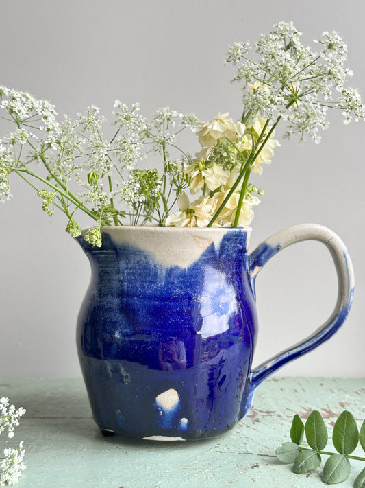 Unique Folk Art Drip Glaze Jug