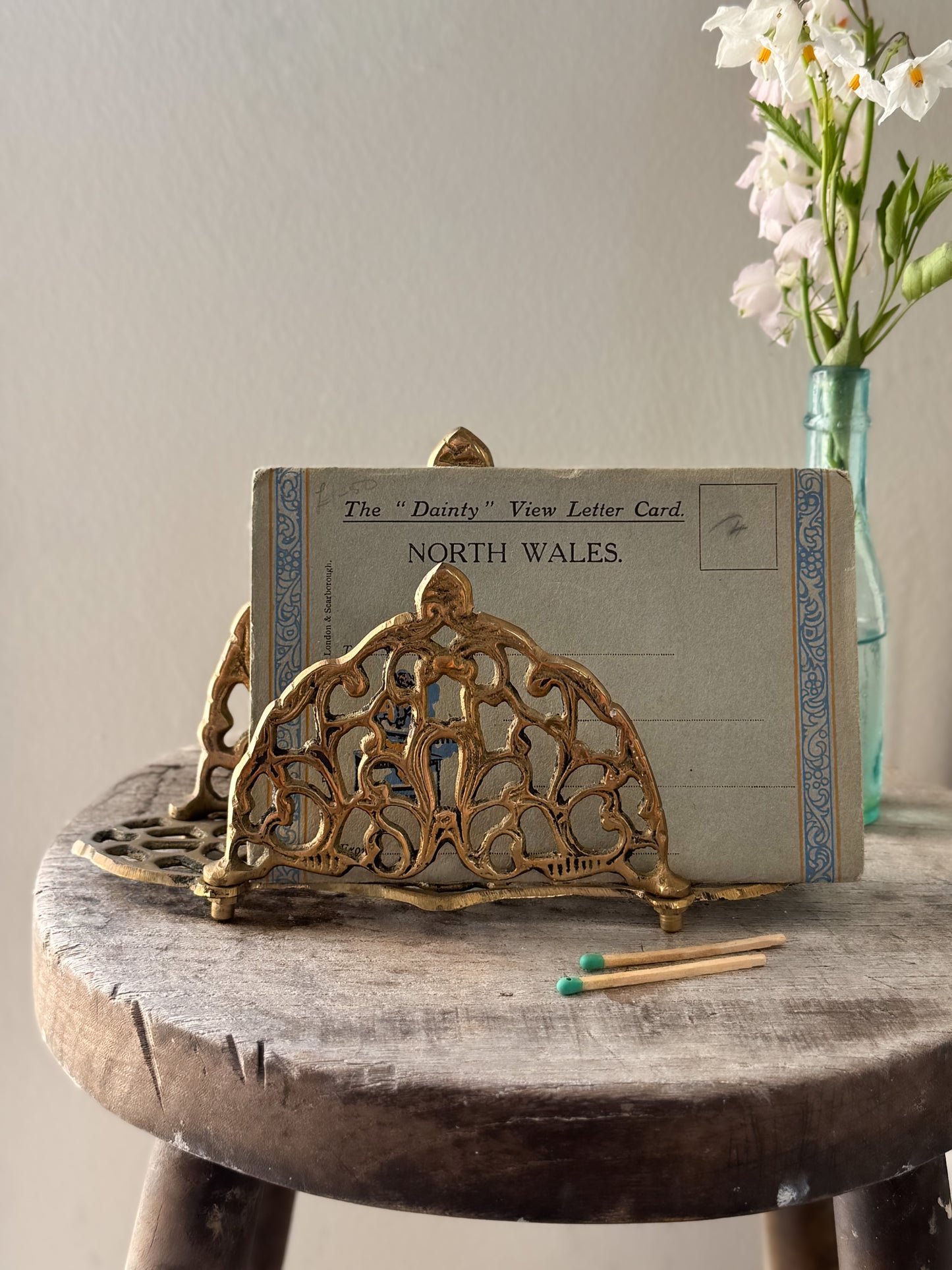 Vintage Solid Brass Letter Rack