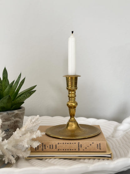 Antique Solid Brass Candlestick Holder