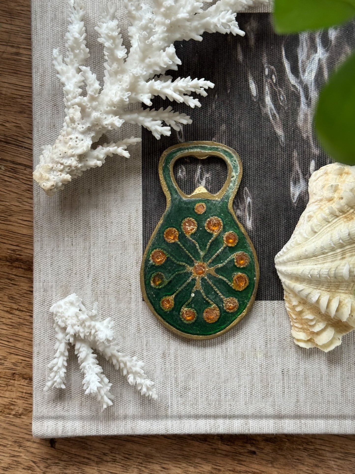 Vintage Brass & Enamel Seahorse Bottle Opener