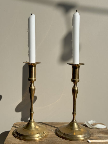 Tall Brass Candlestick Pair