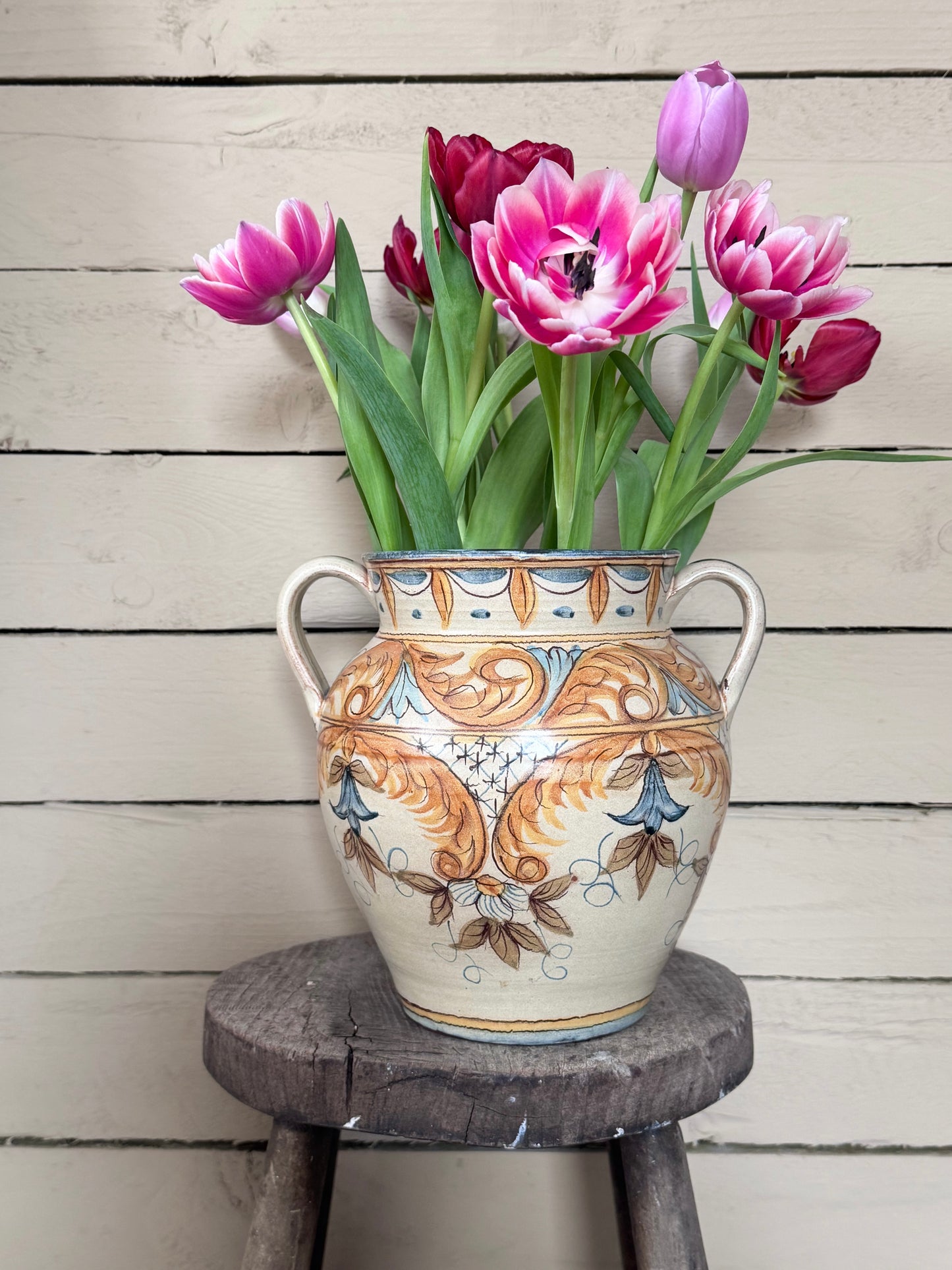 Vintage Large Portuguese Studio Pottery Handled Vessel