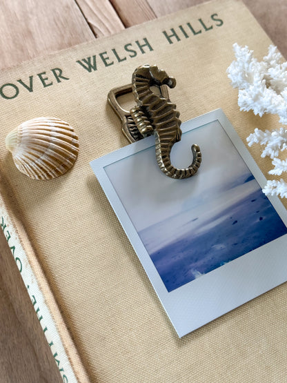 Vintage Solid Brass Seahorse Letter Clip