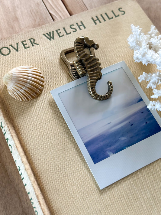 Vintage Solid Brass Seahorse Letter Clip