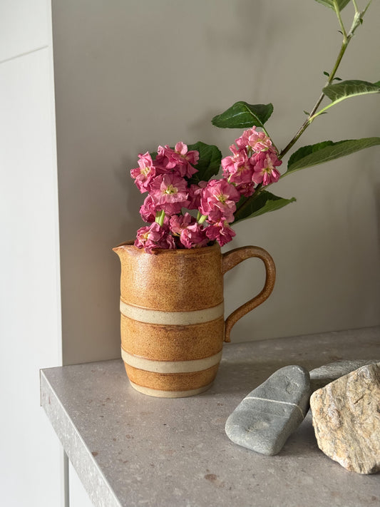 Vintage Striped Studio Pottery Jug by D.Lewis
