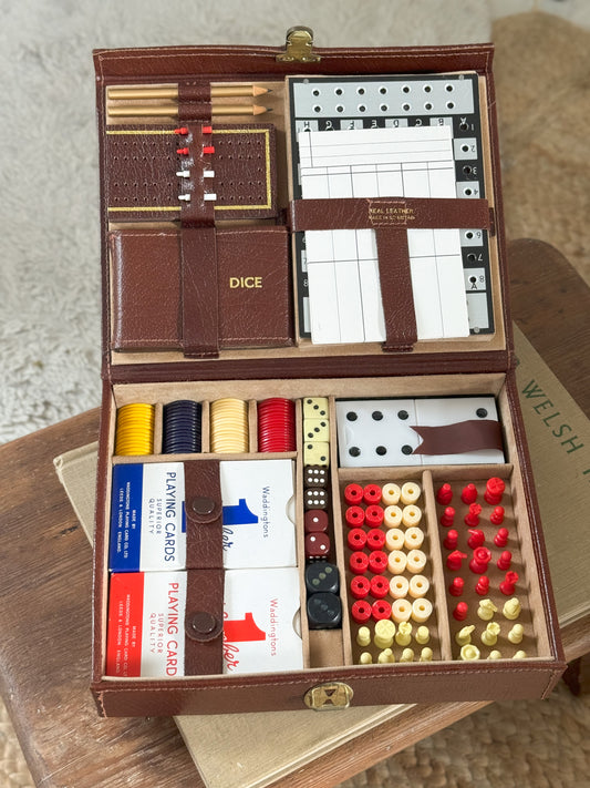 Vintage Luxury Leather Cased Complete Games Compendium | New Old Stock