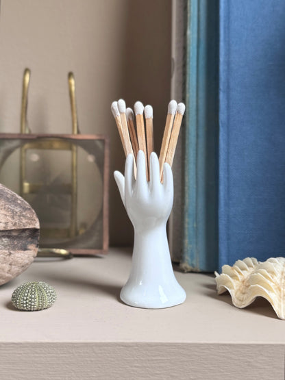 Vintage Porcelain Hand Shaped Bud Vase / Match Pot