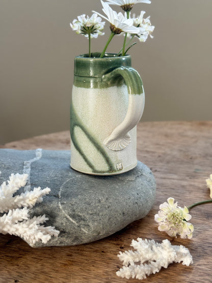 Vintage Studio Pottery Creamer Jug - Olive Green Drip Glaze