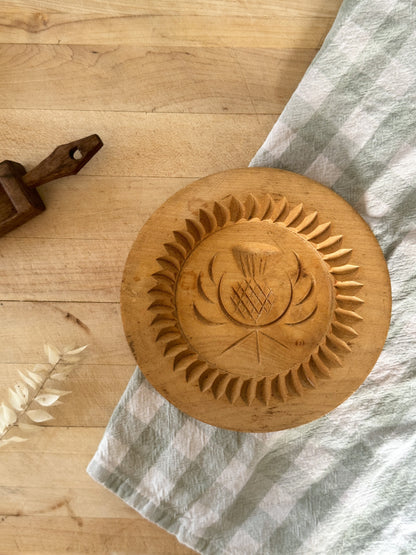 Vintage Wooden Scottish Thistle Shortbread Mould