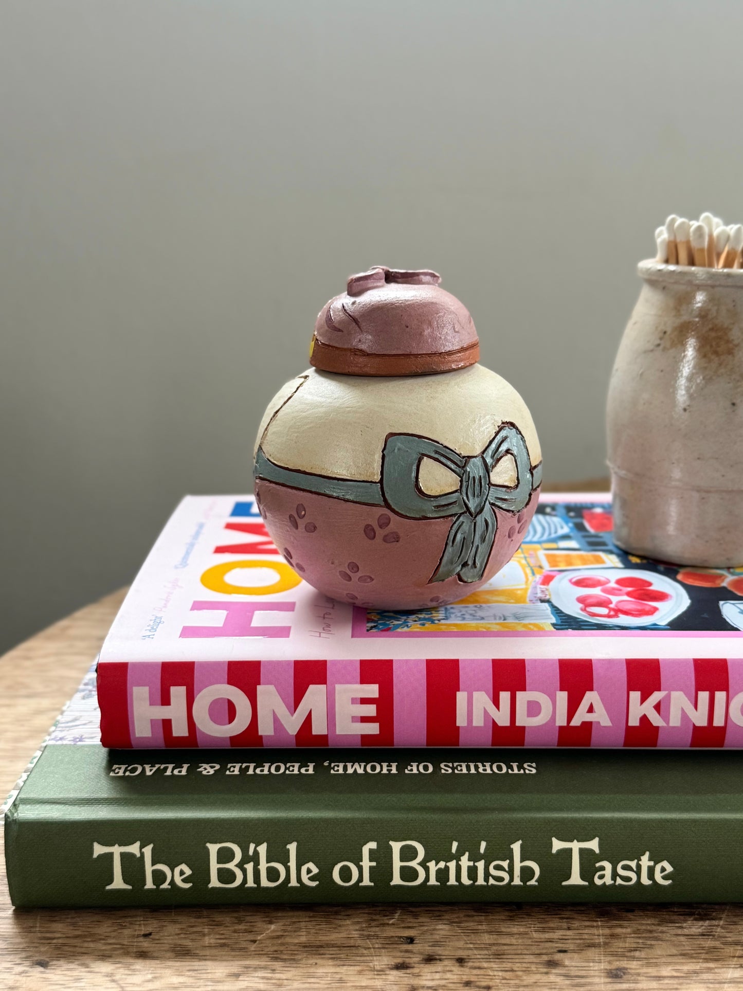 Vintage One-of-a-Kind Studio Pottery Folk Art Lady Ginger Jar