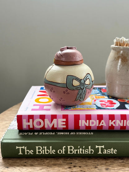 Vintage One-of-a-Kind Studio Pottery Folk Art Lady Ginger Jar