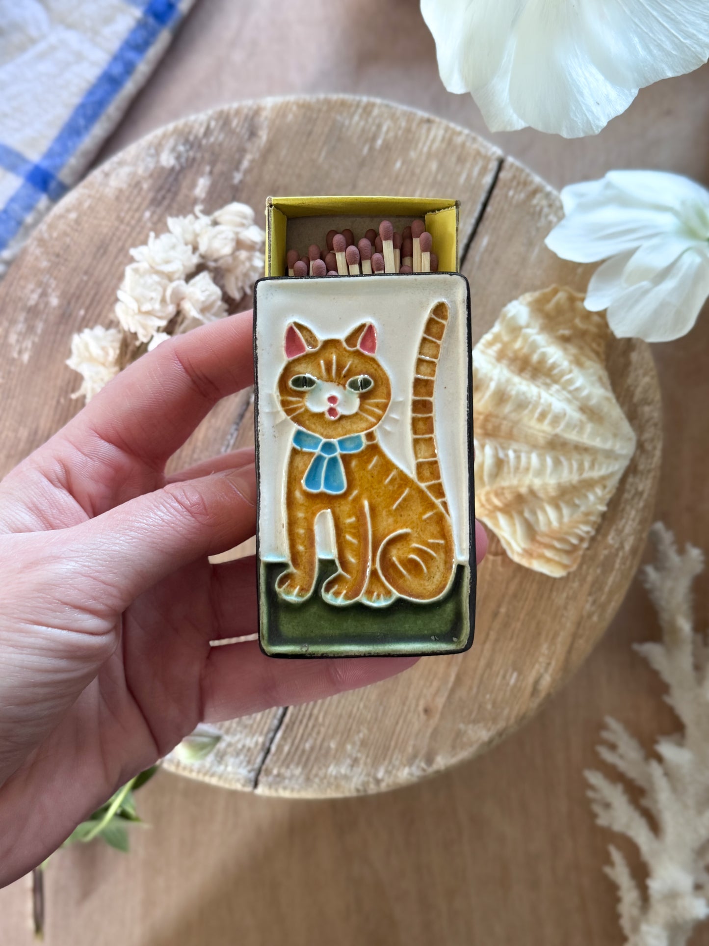 Vintage Studio Pottery ‘Ginger Cat’ Matchbox by Simanyi Ceramics